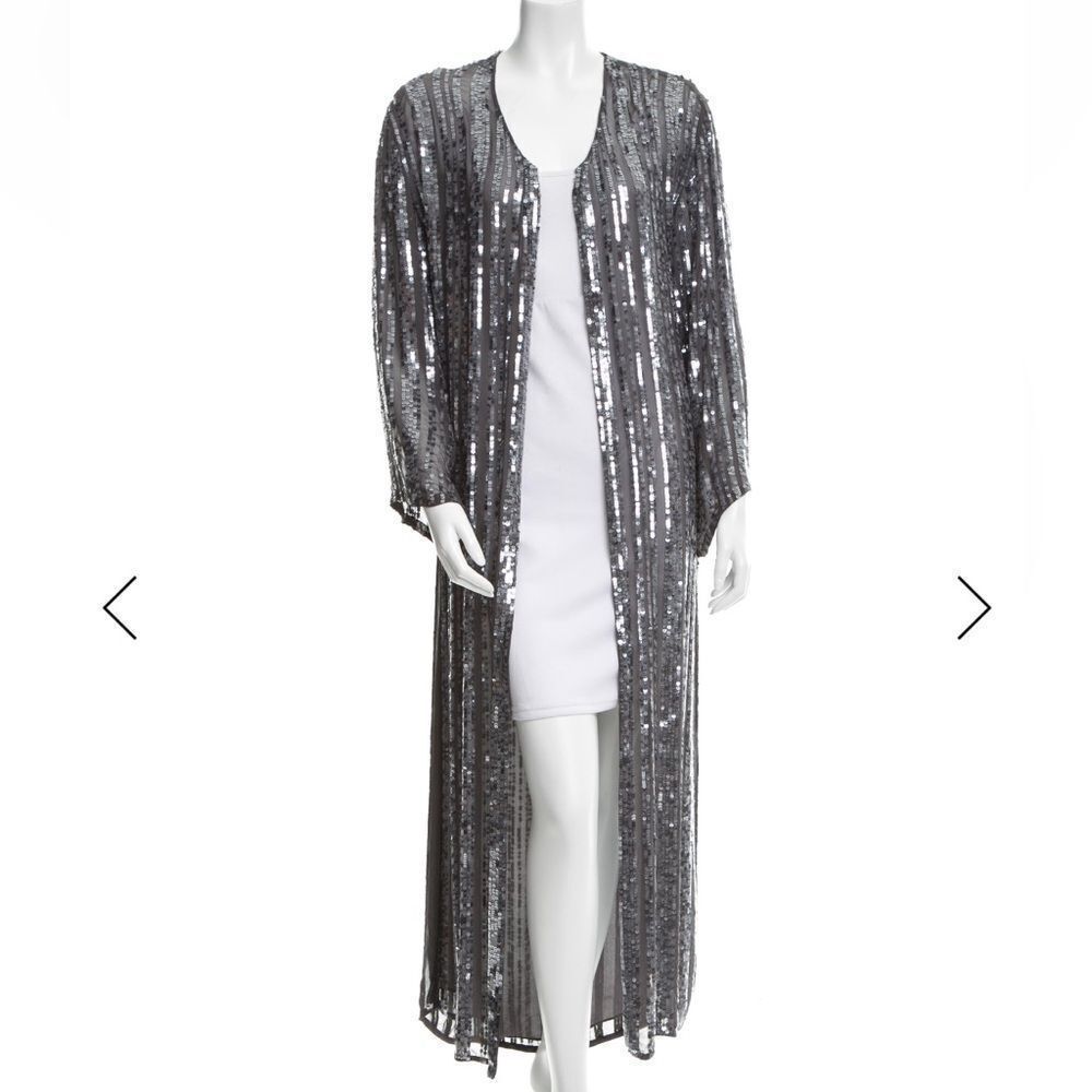 NWOT Haute Hippie Silk Sequin Duster Cardigan Long XS